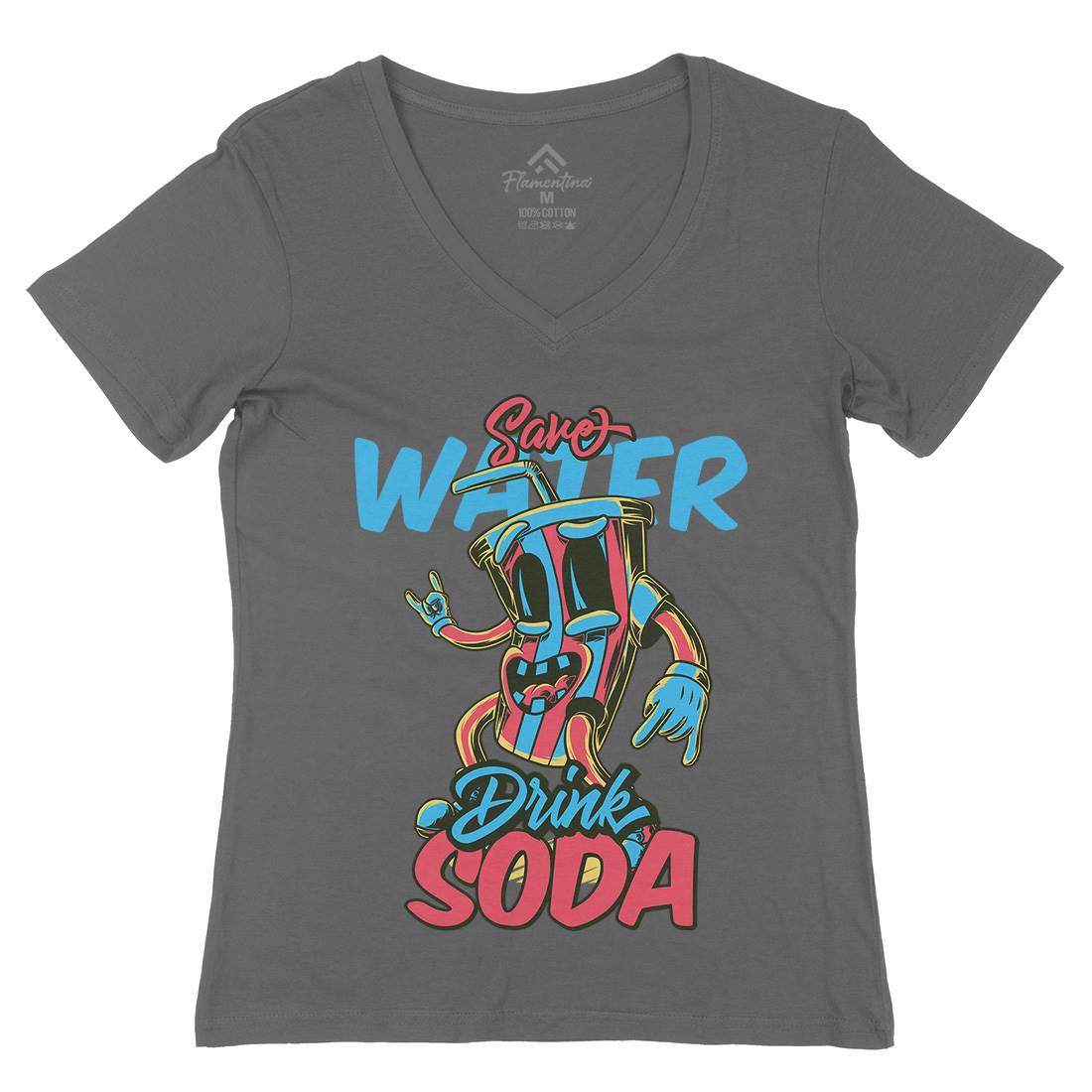 Drink Soda Womens Organic V-Neck T-Shirt Drinks C823