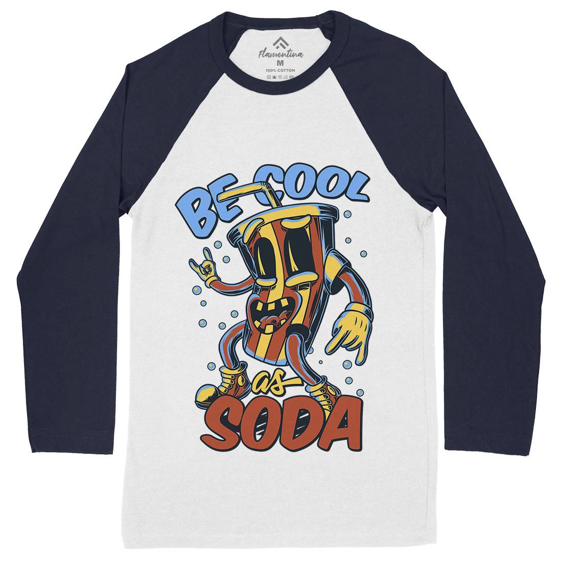 Soda Mens Long Sleeve Baseball T-Shirt Drinks C824