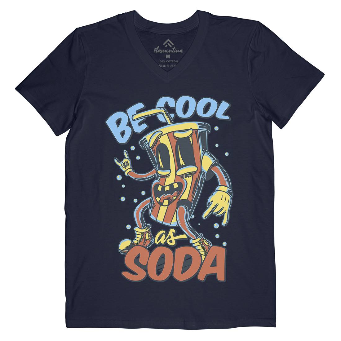 Soda Mens Organic V-Neck T-Shirt Drinks C824