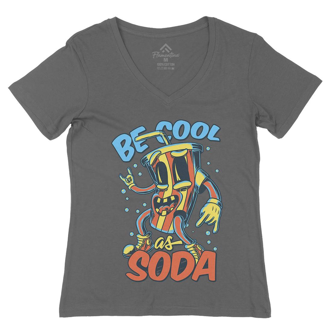 Soda Womens Organic V-Neck T-Shirt Drinks C824