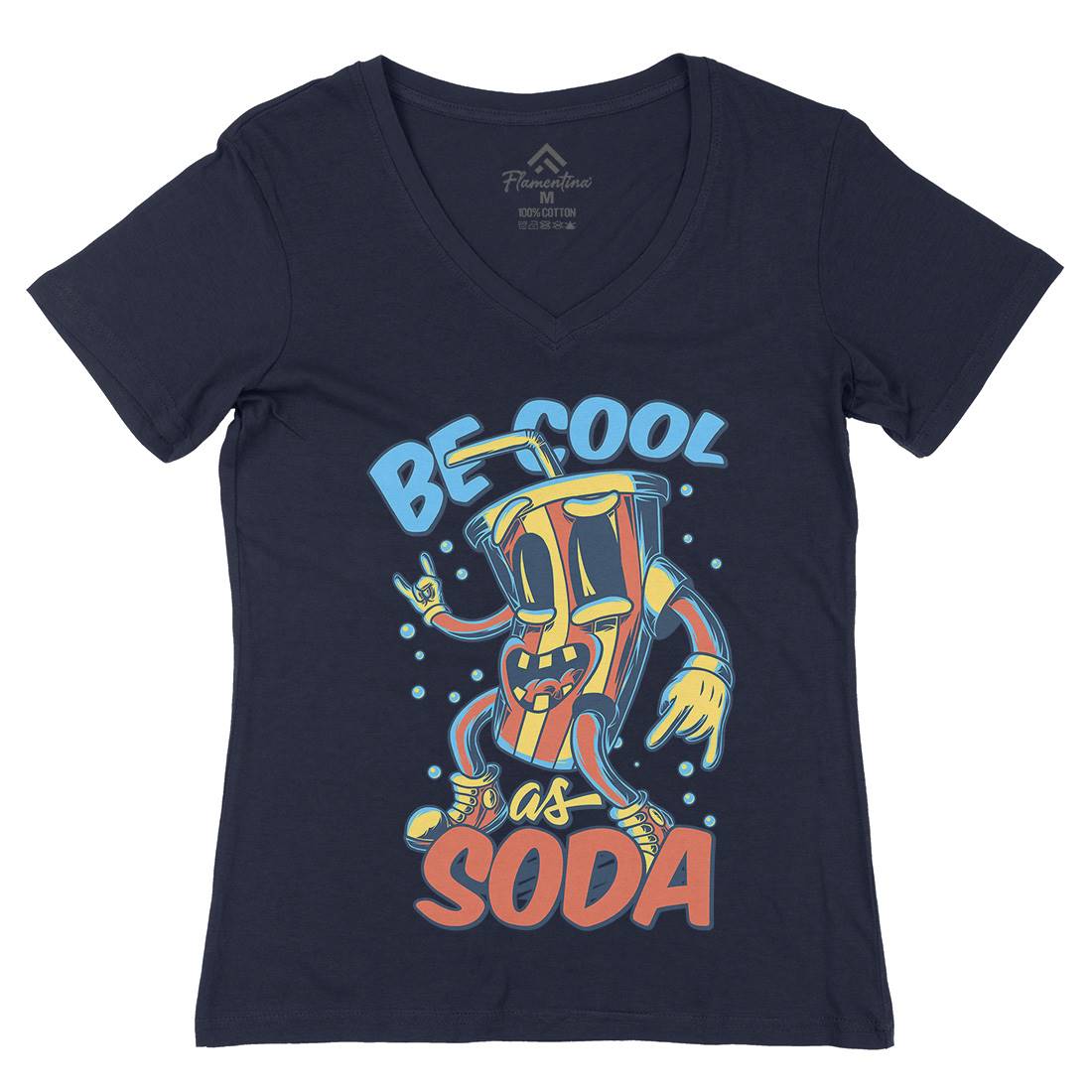 Soda Womens Organic V-Neck T-Shirt Drinks C824