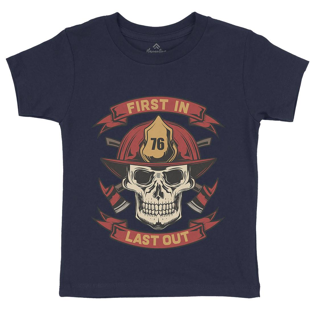 First In Last Out Kids Organic Crew Neck T-Shirt Firefighters C825
