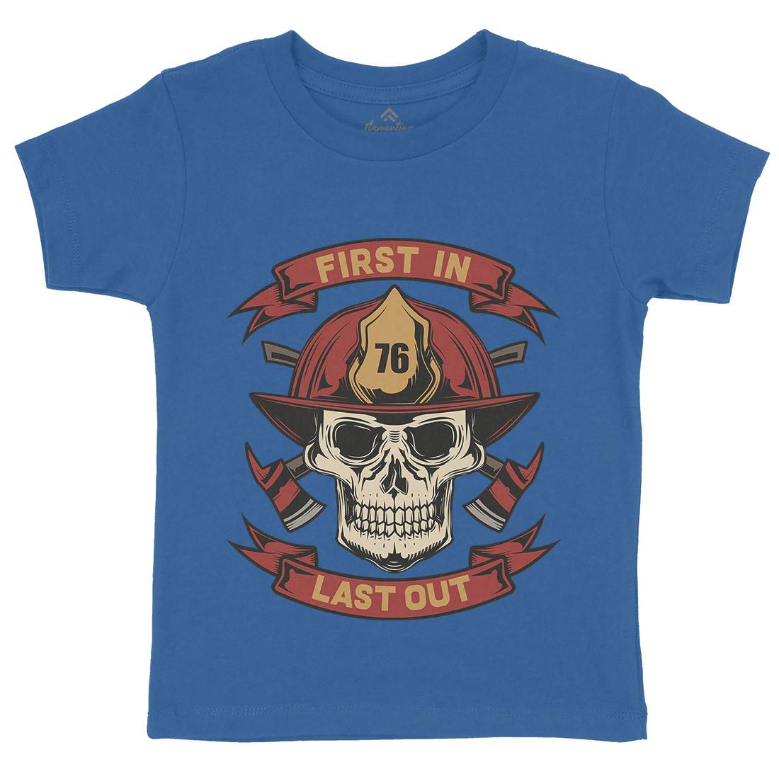 First In Last Out Kids Organic Crew Neck T-Shirt Firefighters C825