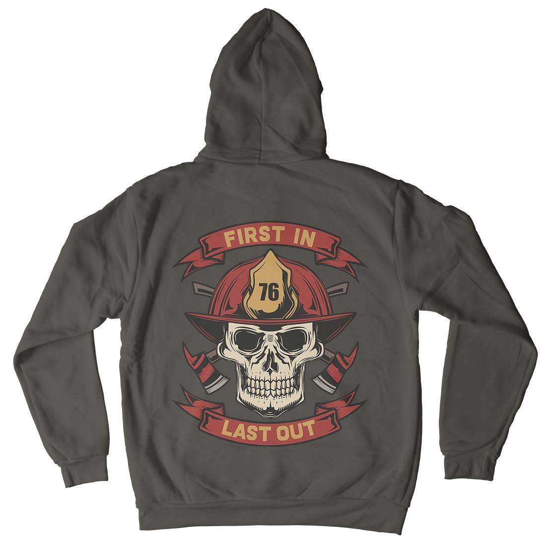 First In Last Out Kids Crew Neck Hoodie Firefighters C825