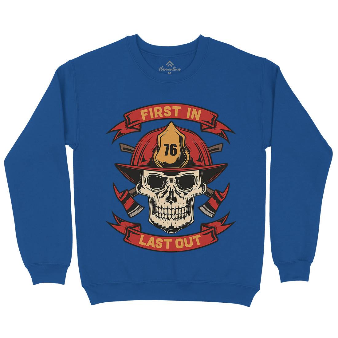 First In Last Out Kids Crew Neck Sweatshirt Firefighters C825