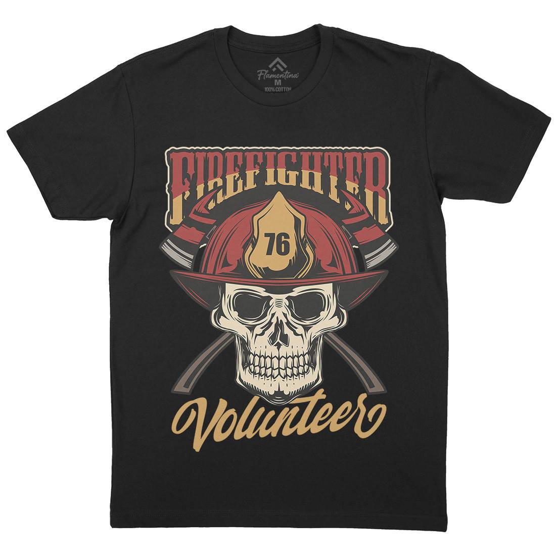 Volunteer Mens Crew Neck T-Shirt Firefighters C826