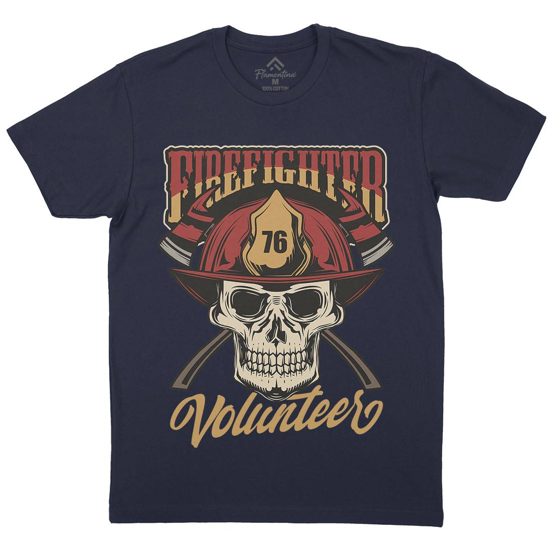 Volunteer Mens Crew Neck T-Shirt Firefighters C826