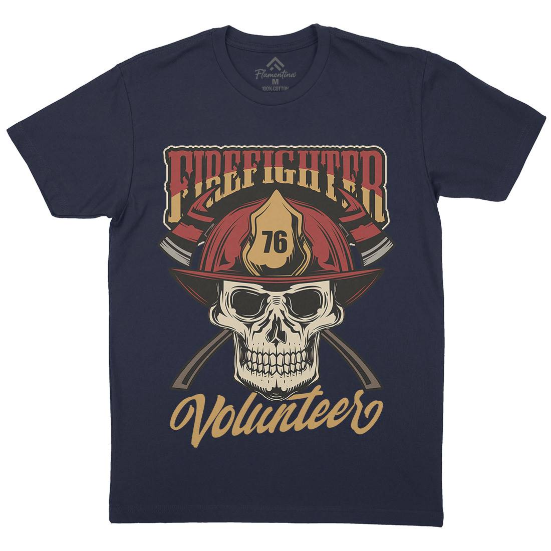 Volunteer Mens Organic Crew Neck T-Shirt Firefighters C826