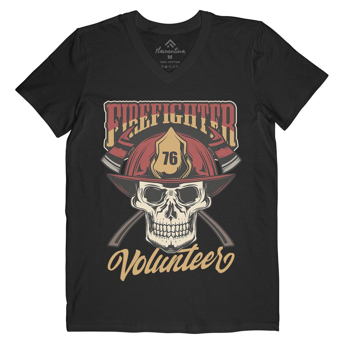 Volunteer Mens Organic V-Neck T-Shirt Firefighters C826