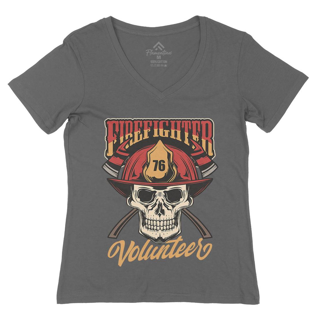 Volunteer Womens Organic V-Neck T-Shirt Firefighters C826