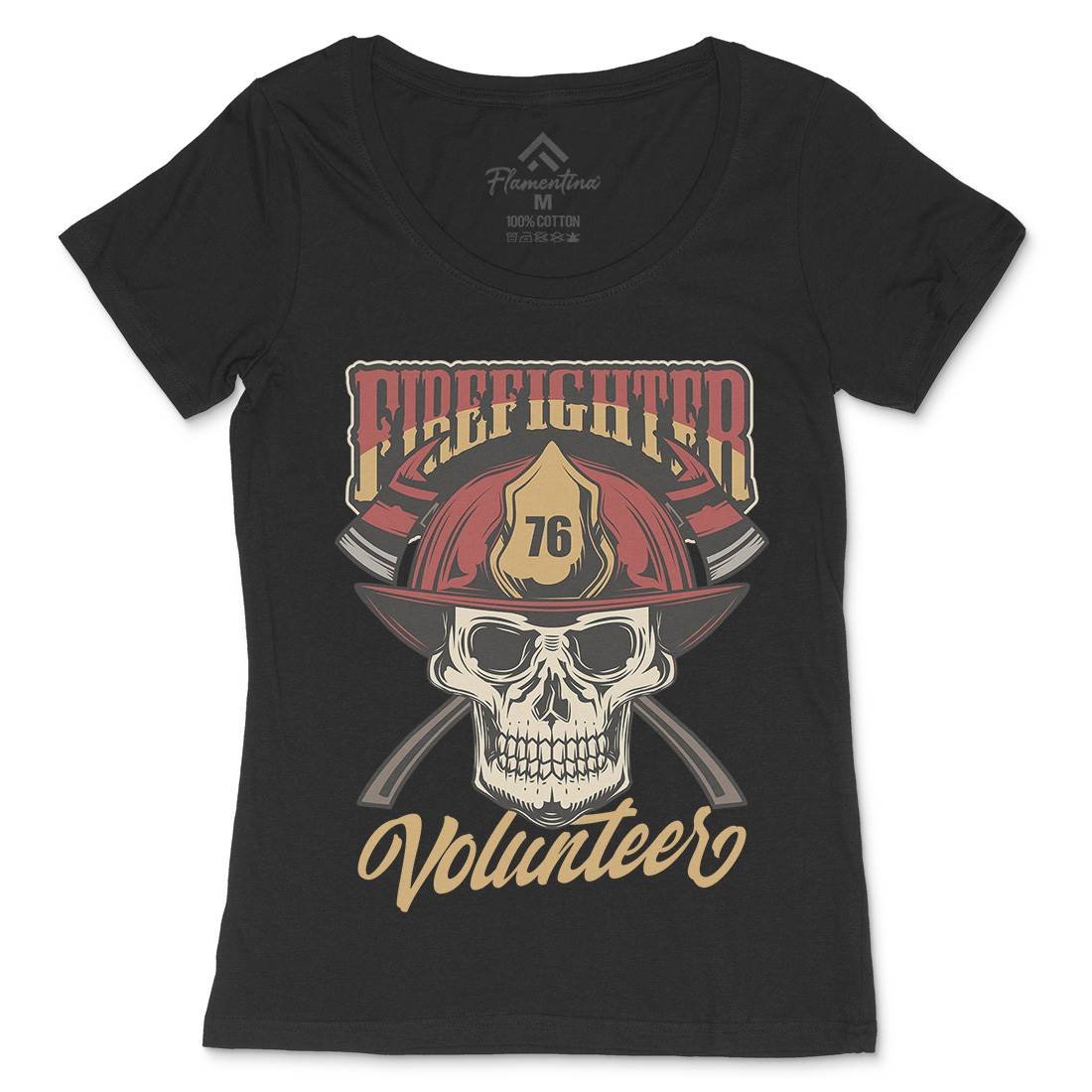 Volunteer Womens Scoop Neck T-Shirt Firefighters C826