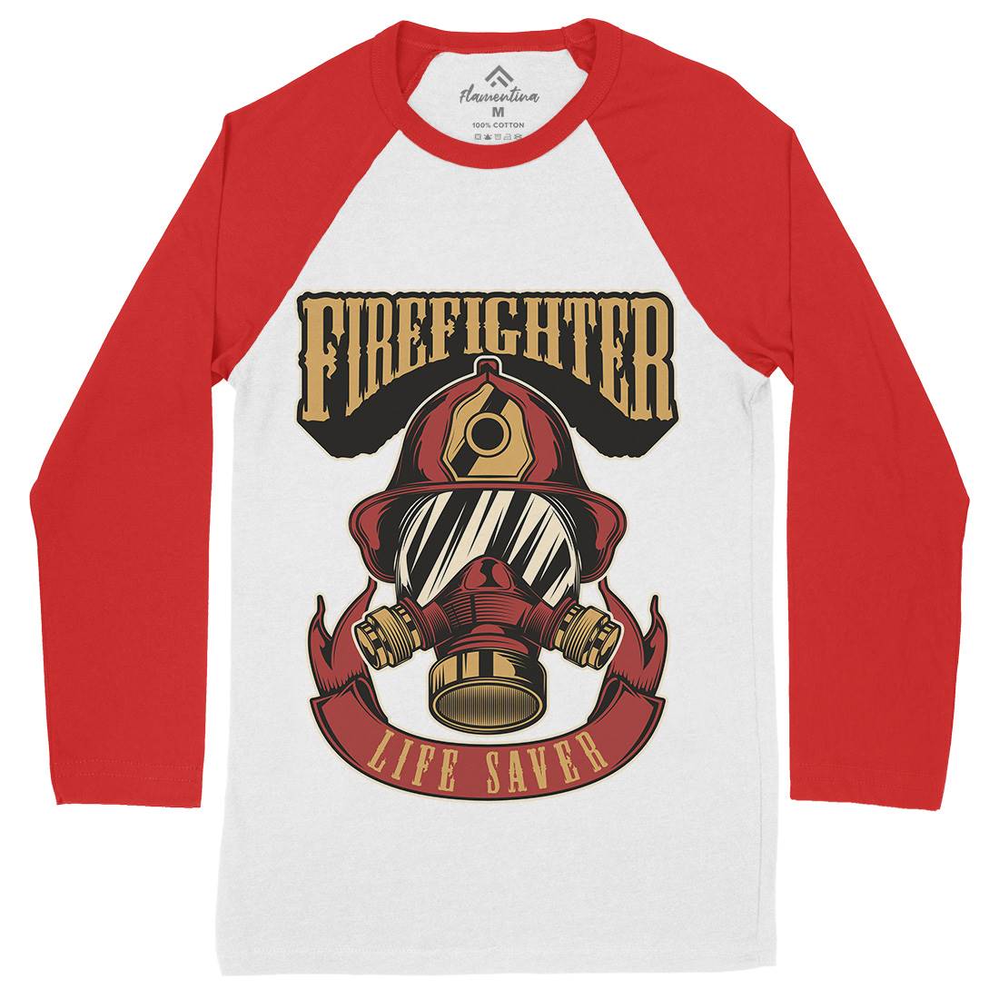 Life Saver Mens Long Sleeve Baseball T-Shirt Firefighters C827