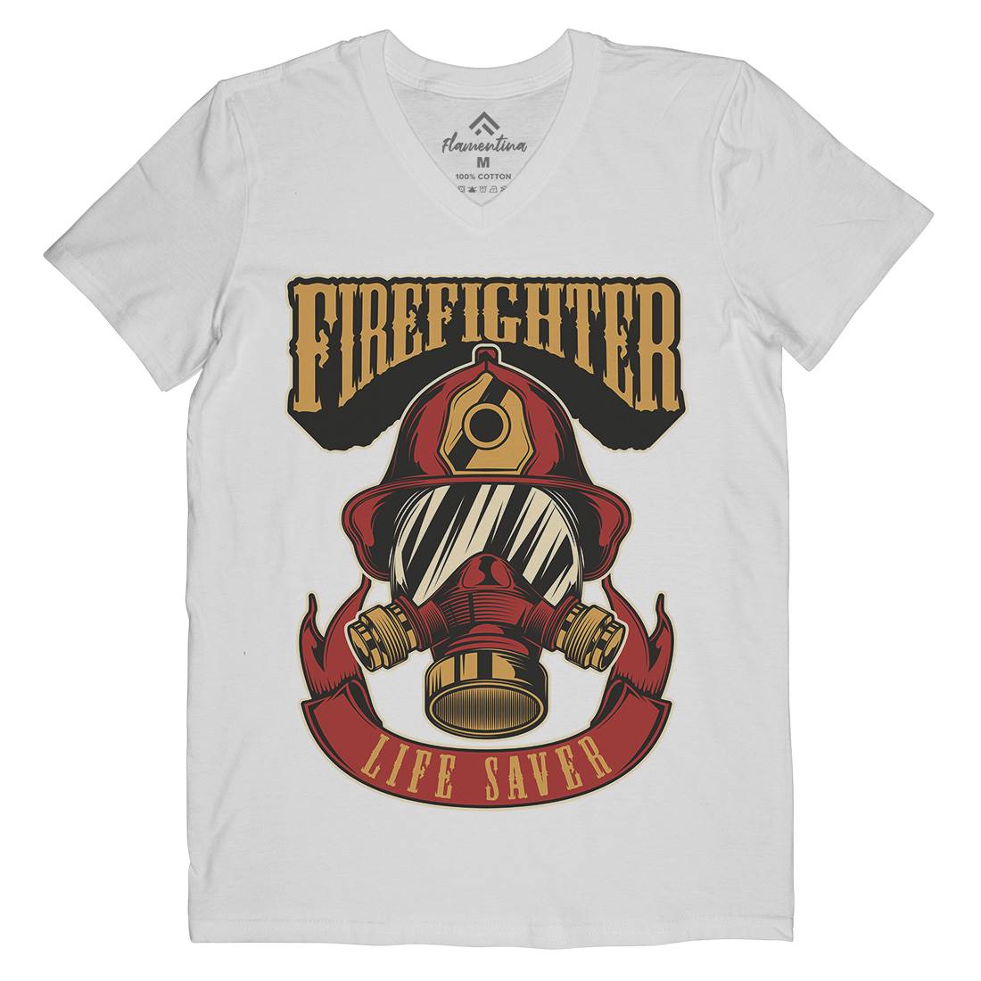 Life Saver Mens V-Neck T-Shirt Firefighters C827