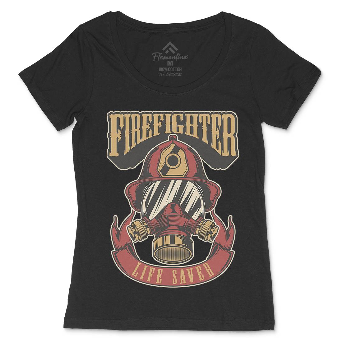 Life Saver Womens Scoop Neck T-Shirt Firefighters C827