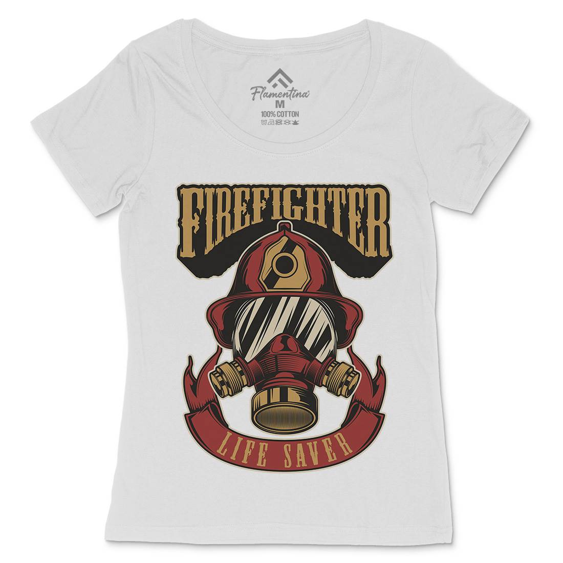 Life Saver Womens Scoop Neck T-Shirt Firefighters C827
