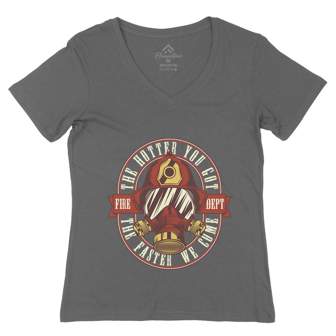 Fire Dept Womens Organic V-Neck T-Shirt Firefighters C828