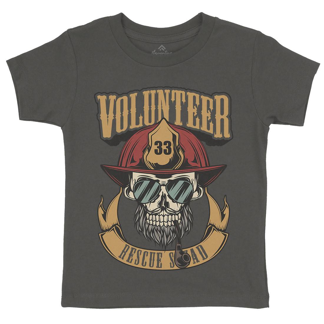Volunteer Kids Crew Neck T-Shirt Firefighters C829
