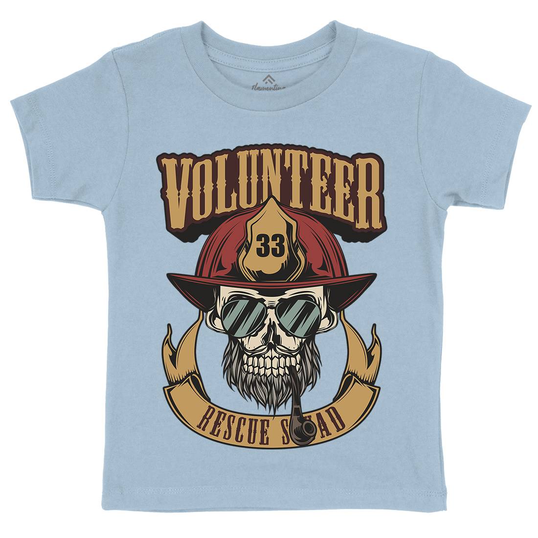 Volunteer Kids Crew Neck T-Shirt Firefighters C829