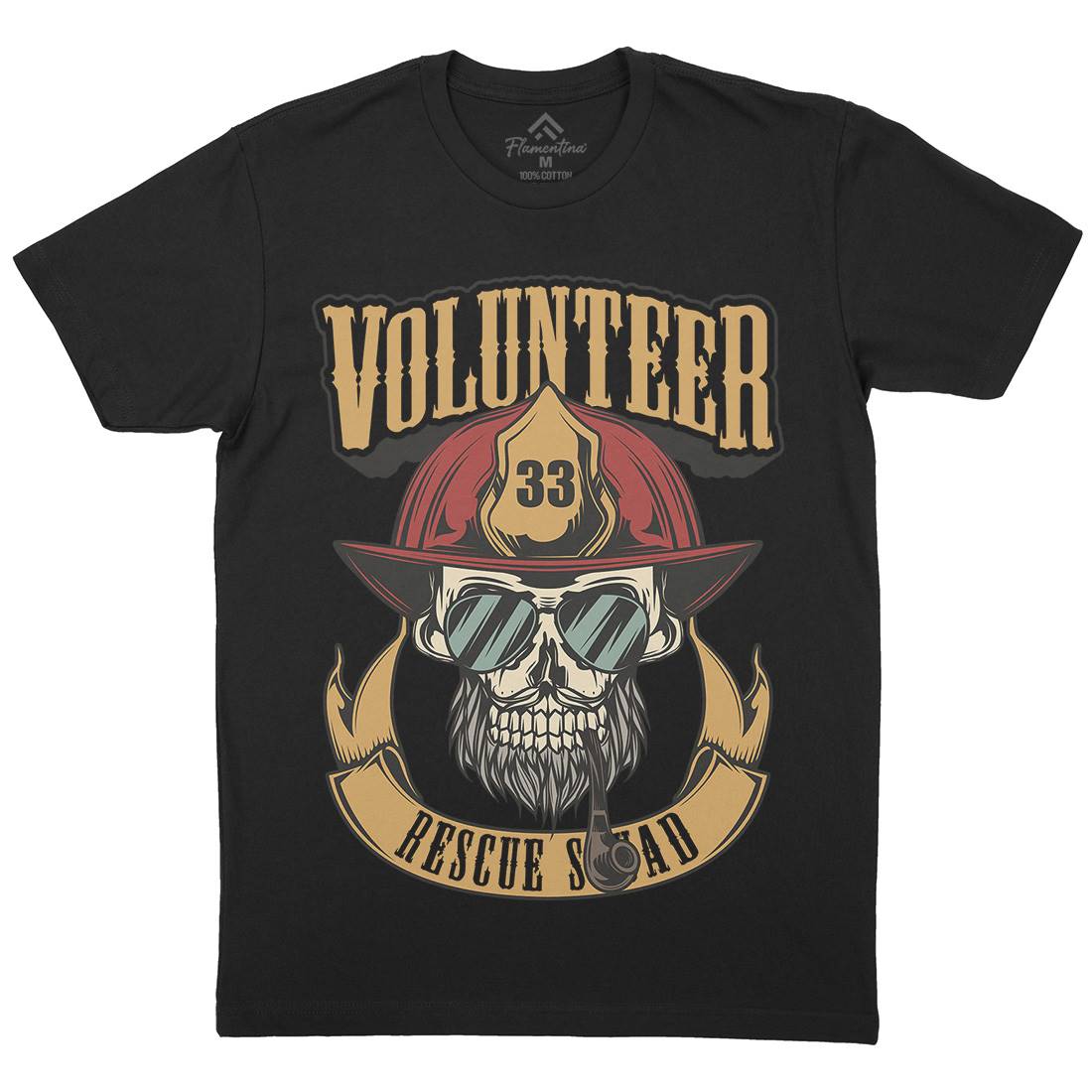 Volunteer Mens Crew Neck T-Shirt Firefighters C829