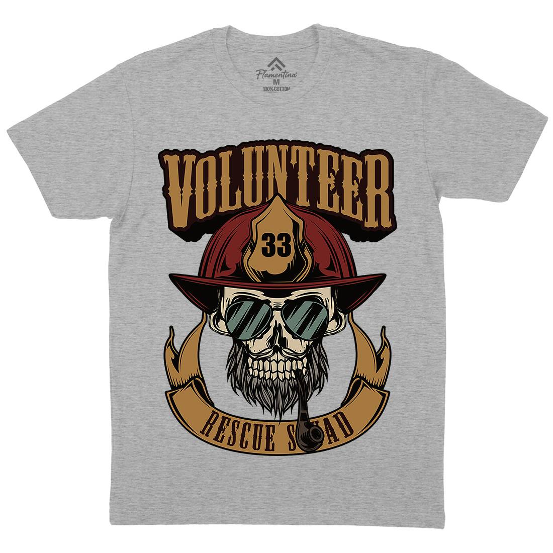 Volunteer Mens Crew Neck T-Shirt Firefighters C829