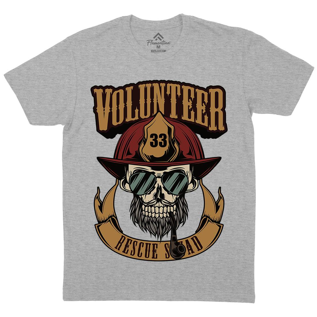 Volunteer Mens Organic Crew Neck T-Shirt Firefighters C829