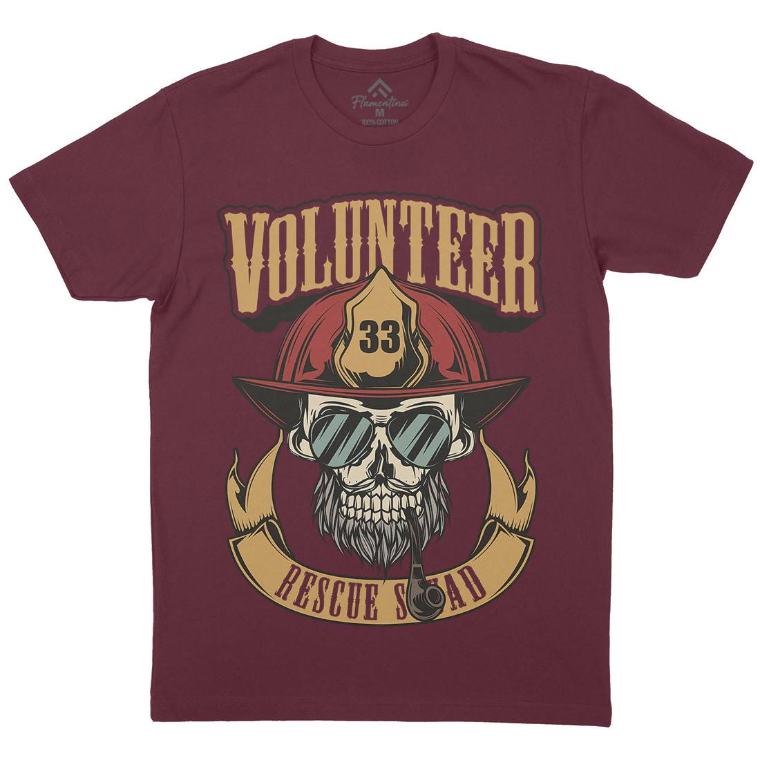 Volunteer Mens Crew Neck T-Shirt Firefighters C829