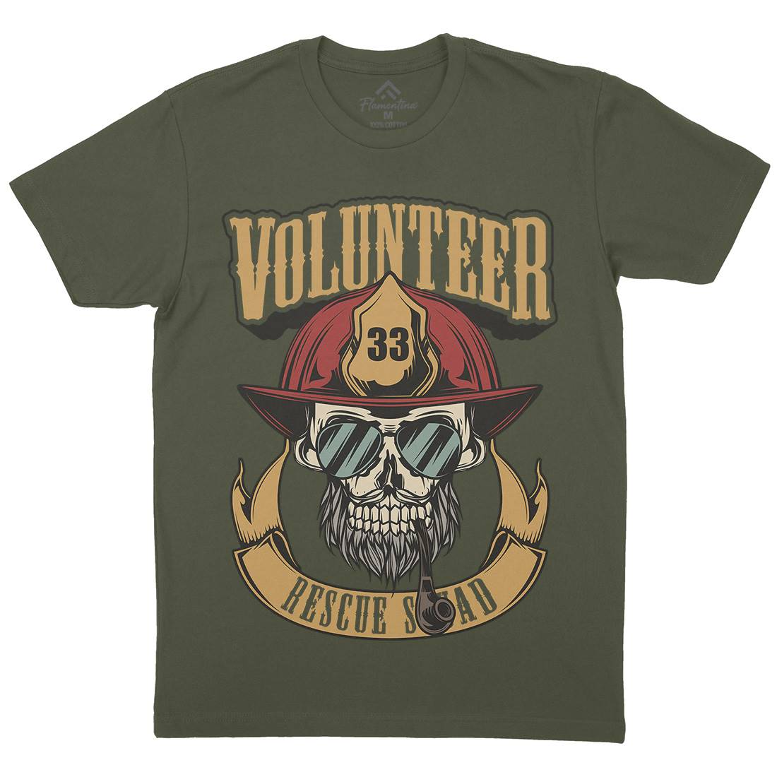 Volunteer Mens Crew Neck T-Shirt Firefighters C829