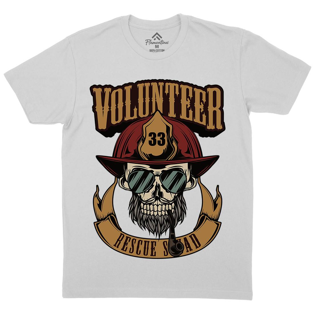 Volunteer Mens Crew Neck T-Shirt Firefighters C829