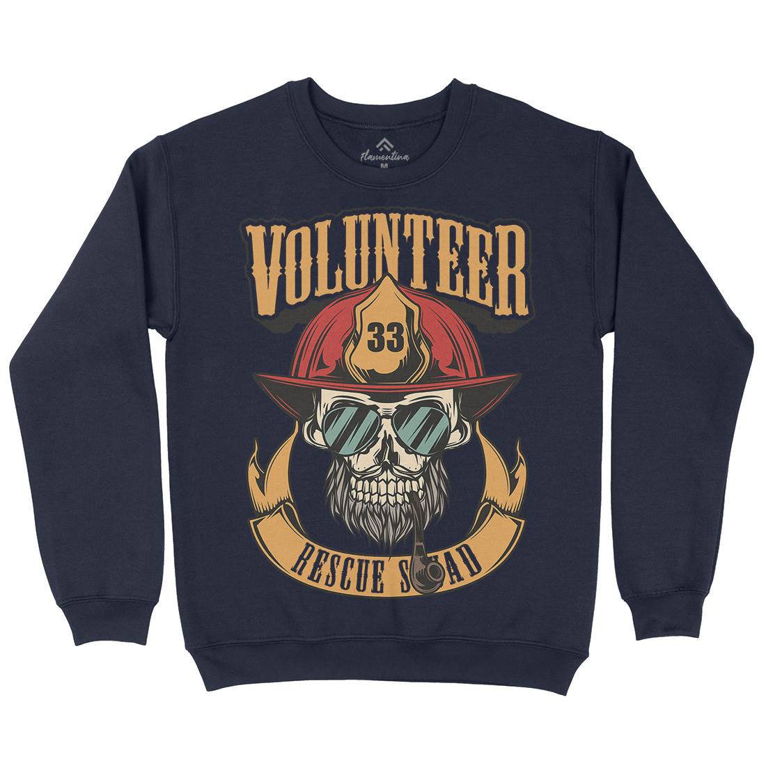 Volunteer Mens Crew Neck Sweatshirt Firefighters C829