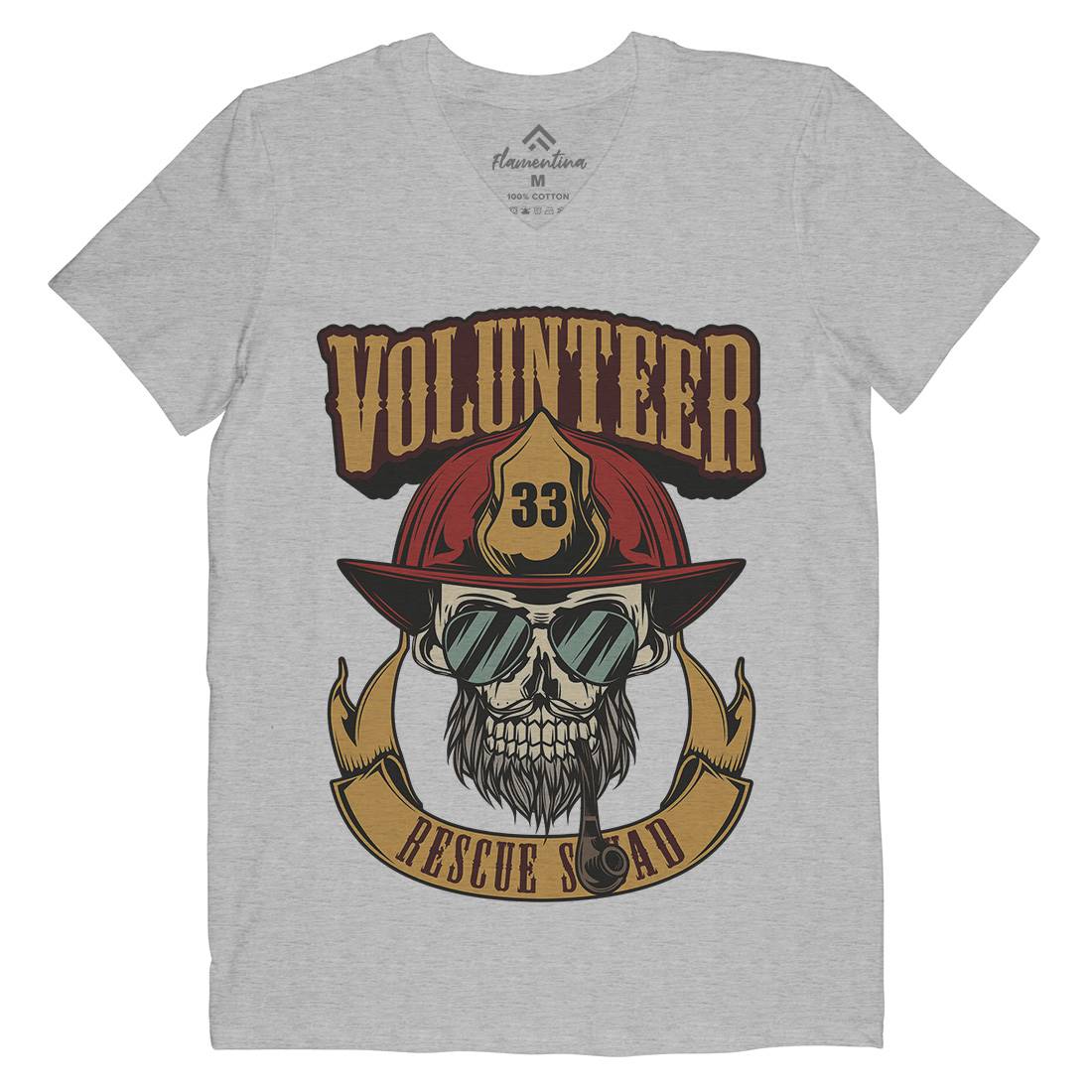 Volunteer Mens V-Neck T-Shirt Firefighters C829