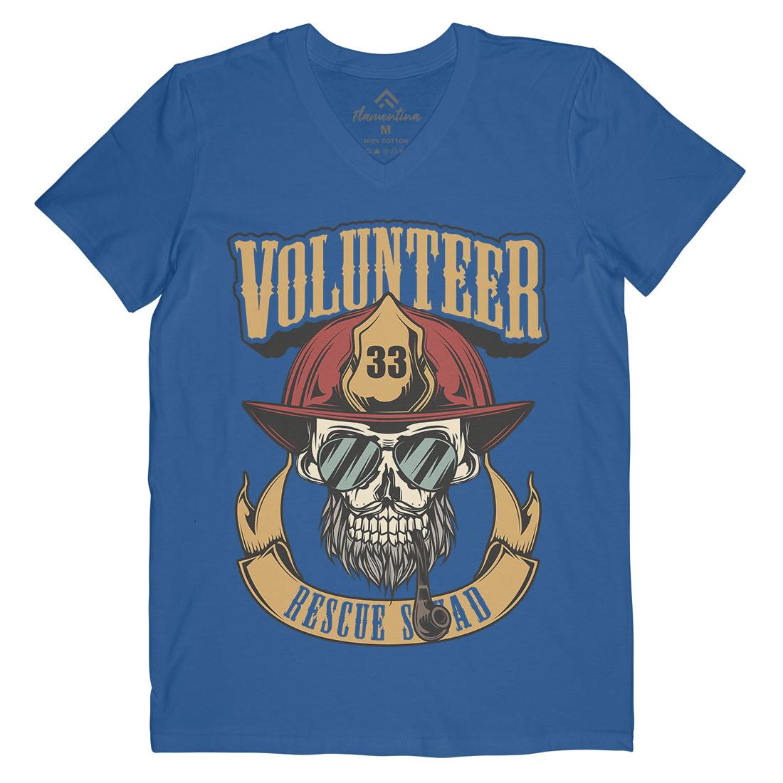 Volunteer Mens V-Neck T-Shirt Firefighters C829