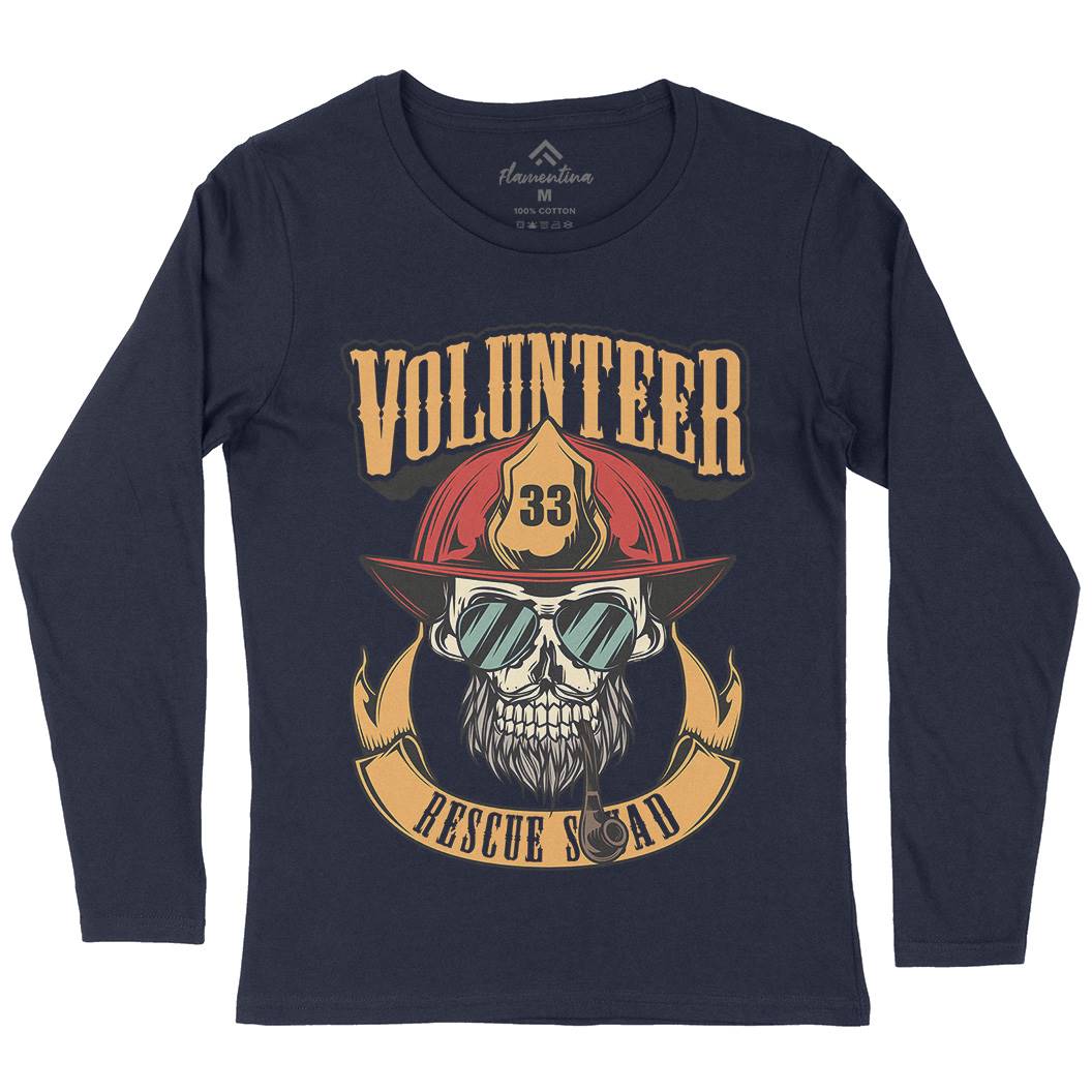 Volunteer Womens Long Sleeve T-Shirt Firefighters C829