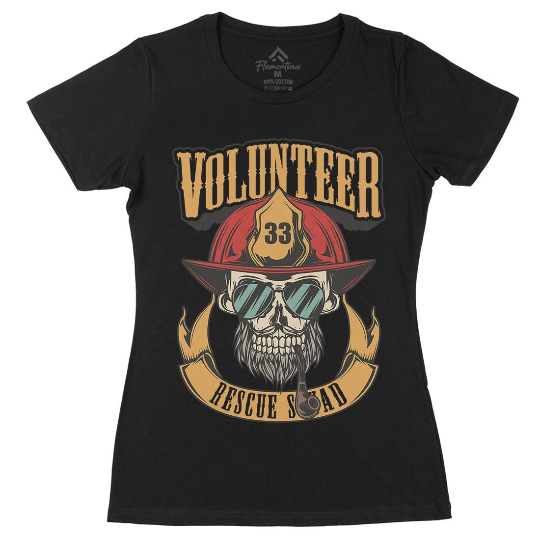 Volunteer Womens Organic Crew Neck T-Shirt Firefighters C829