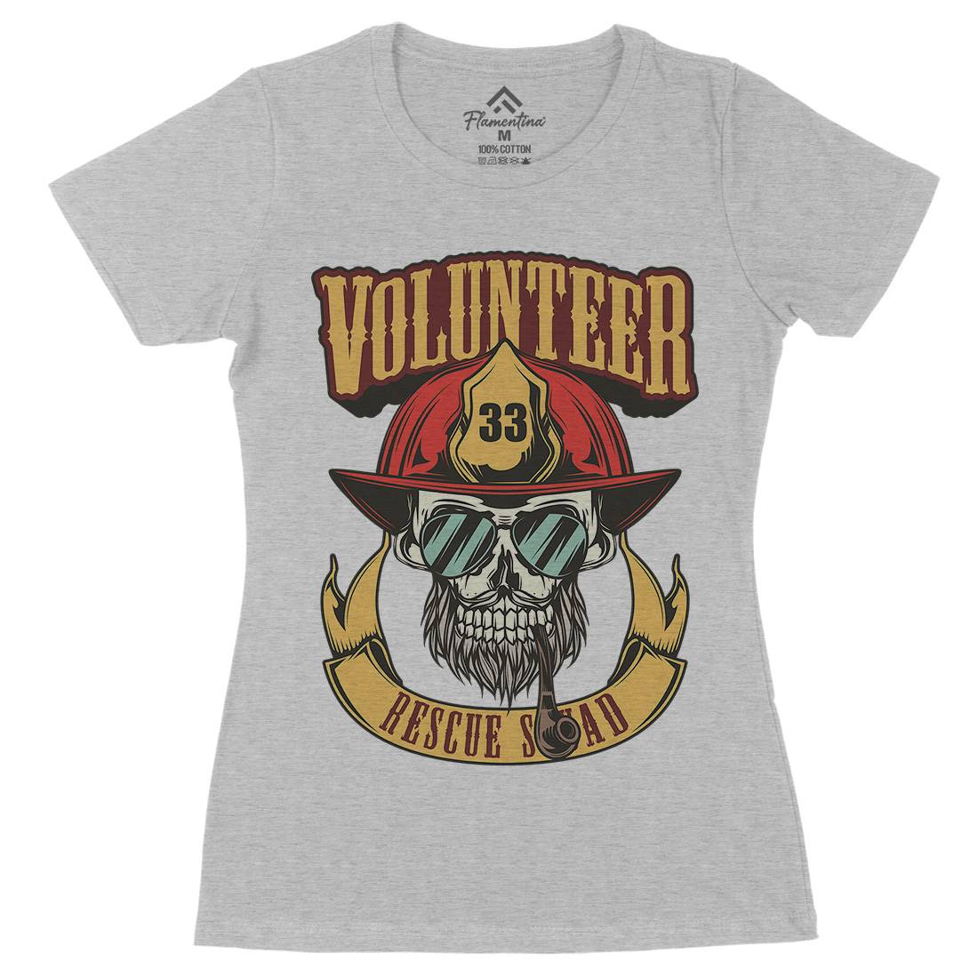 Volunteer Womens Organic Crew Neck T-Shirt Firefighters C829
