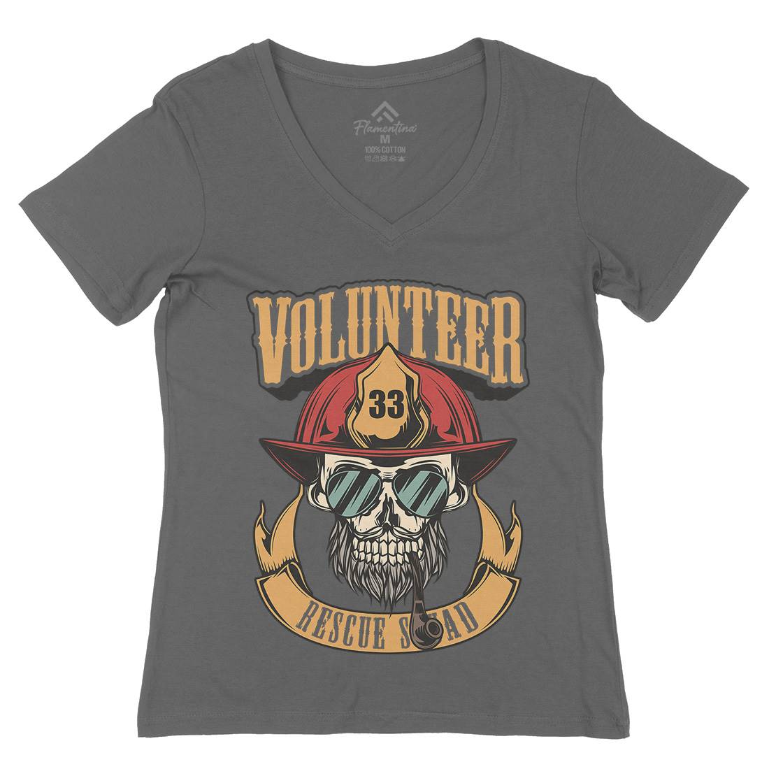 Volunteer Womens Organic V-Neck T-Shirt Firefighters C829