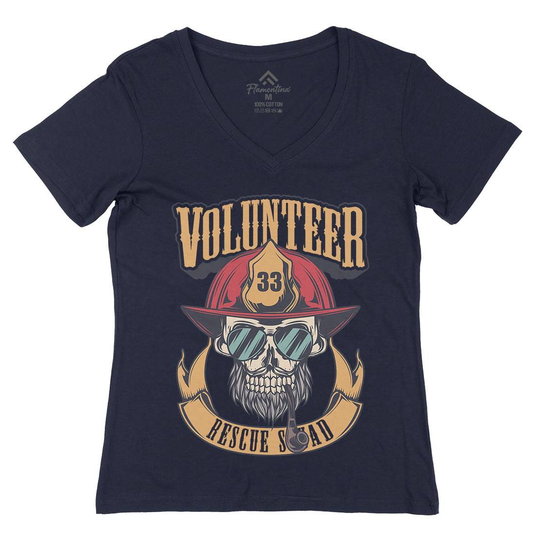 Volunteer Womens Organic V-Neck T-Shirt Firefighters C829