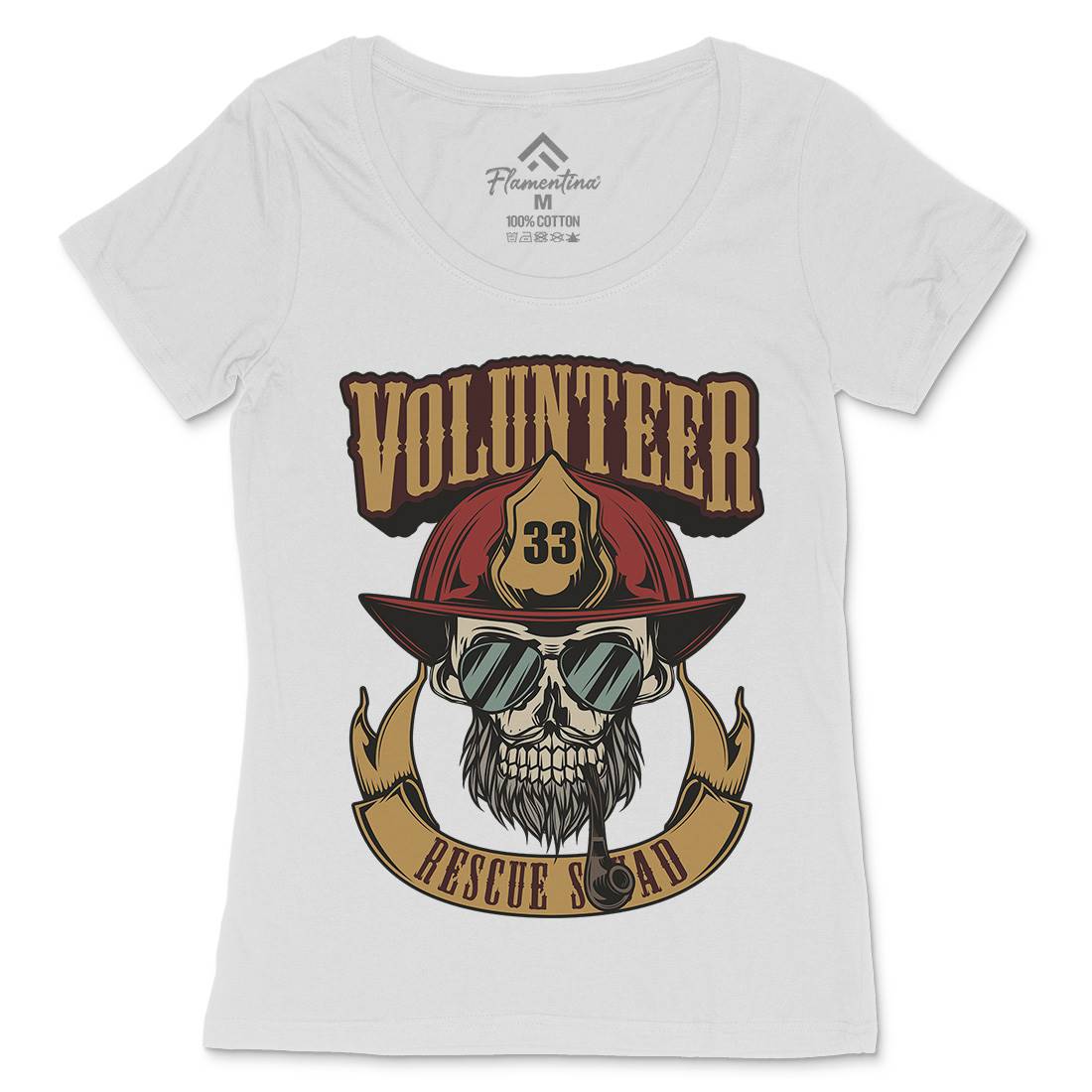 Volunteer Womens Scoop Neck T-Shirt Firefighters C829