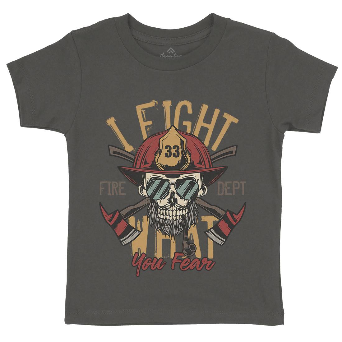 I Fight Kids Crew Neck T-Shirt Firefighters C830