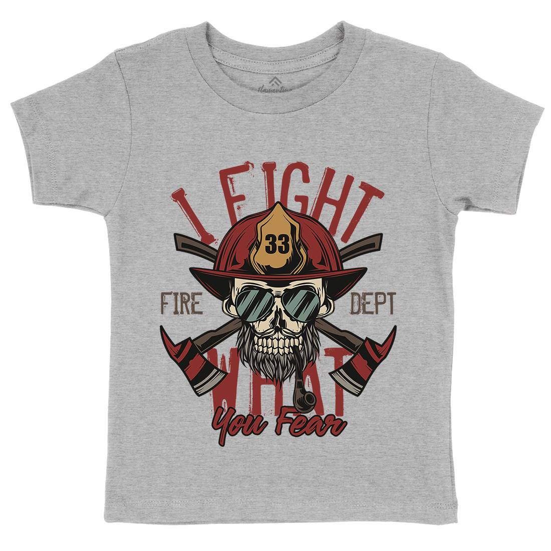 I Fight Kids Organic Crew Neck T-Shirt Firefighters C830