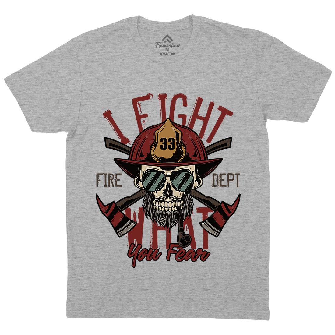 I Fight Mens Organic Crew Neck T-Shirt Firefighters C830