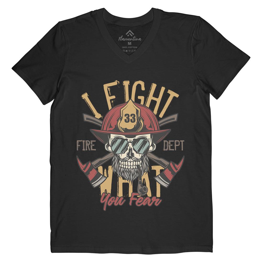 I Fight Mens Organic V-Neck T-Shirt Firefighters C830