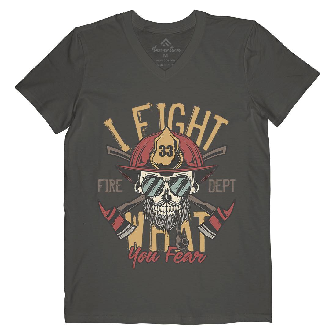 I Fight Mens V-Neck T-Shirt Firefighters C830