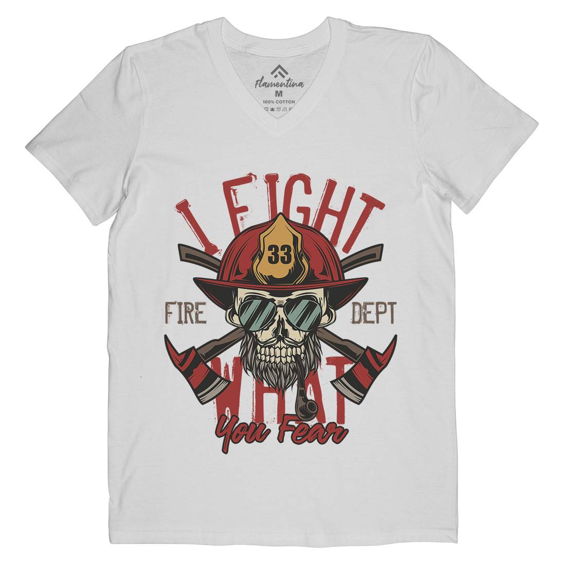 I Fight Mens Organic V-Neck T-Shirt Firefighters C830
