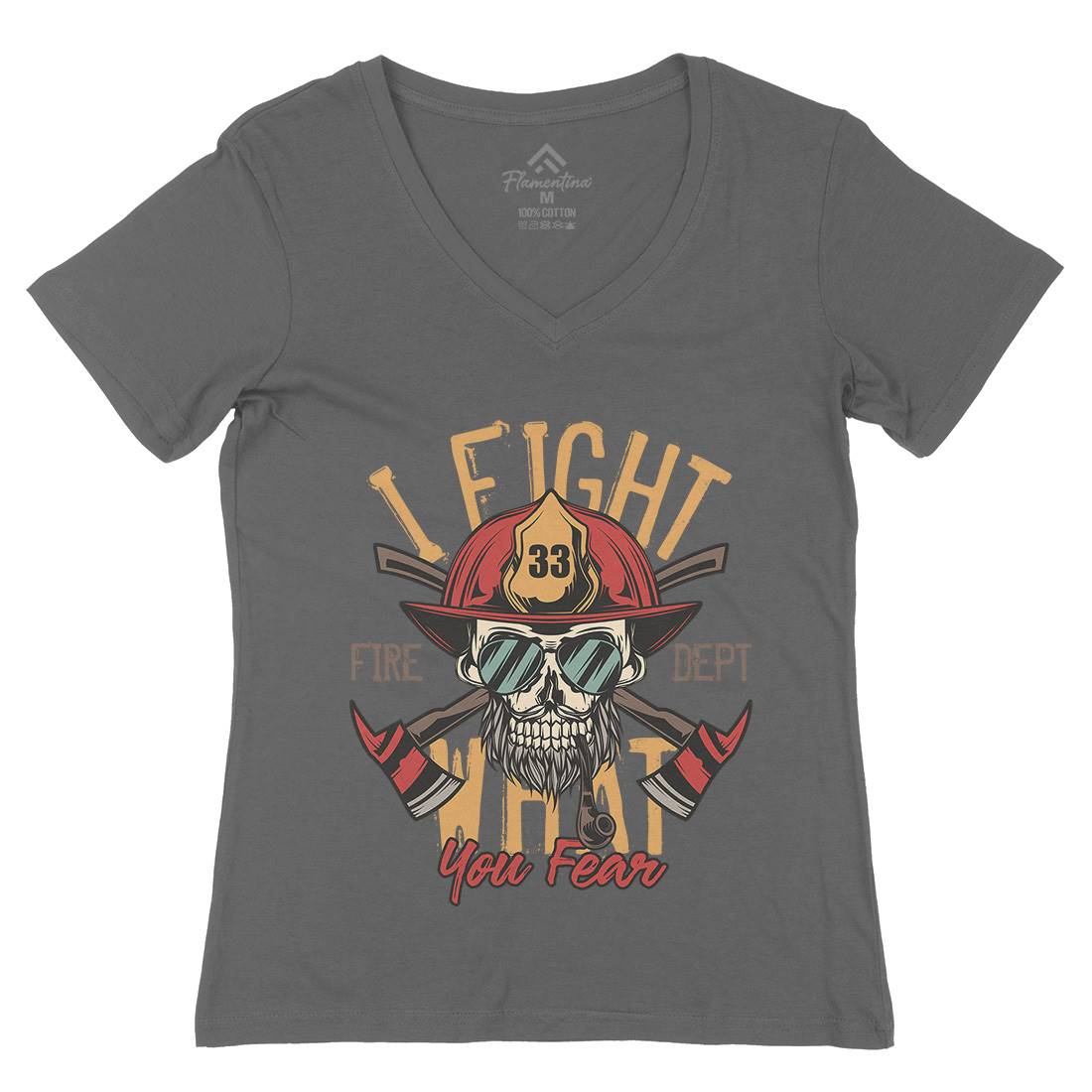 I Fight Womens Organic V-Neck T-Shirt Firefighters C830