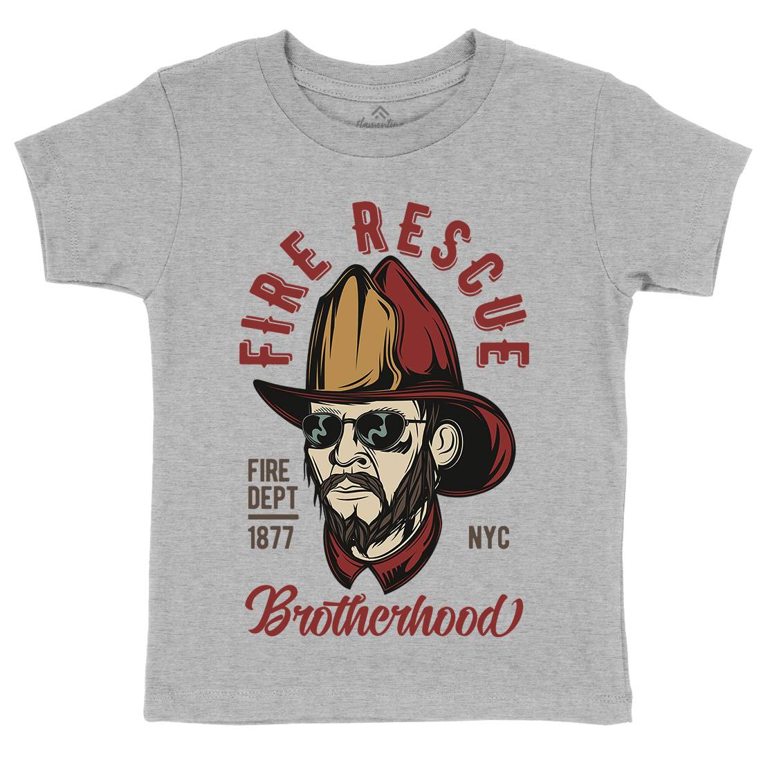 Fire Rescue Kids Crew Neck T-Shirt Firefighters C831