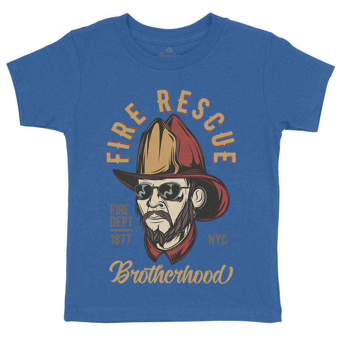 Fire Rescue Kids Crew Neck T-Shirt Firefighters C831
