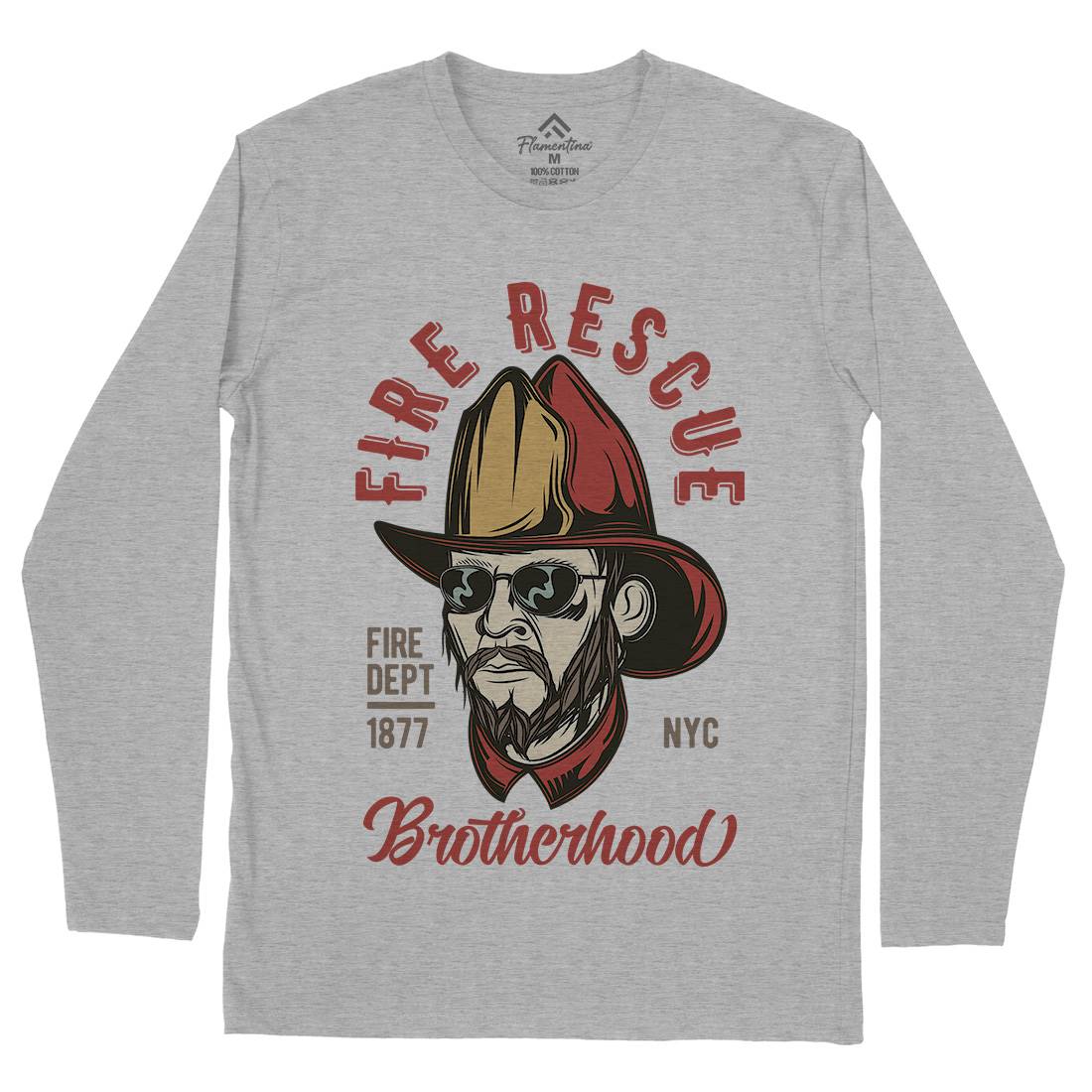 Fire Rescue Mens Long Sleeve T-Shirt Firefighters C831