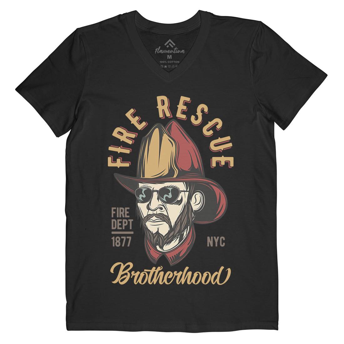 Fire Rescue Mens V-Neck T-Shirt Firefighters C831