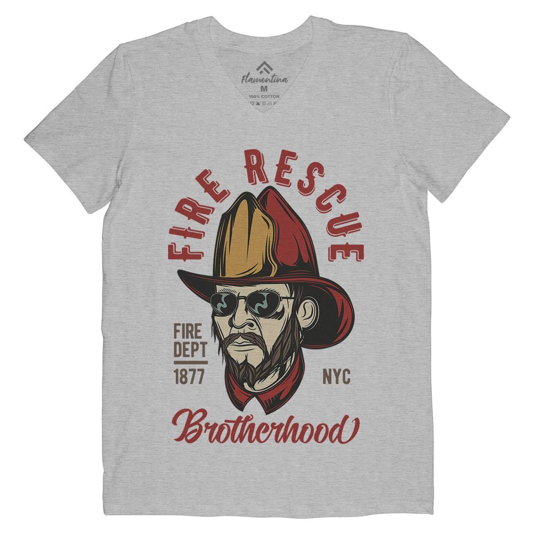 Fire Rescue Mens V-Neck T-Shirt Firefighters C831