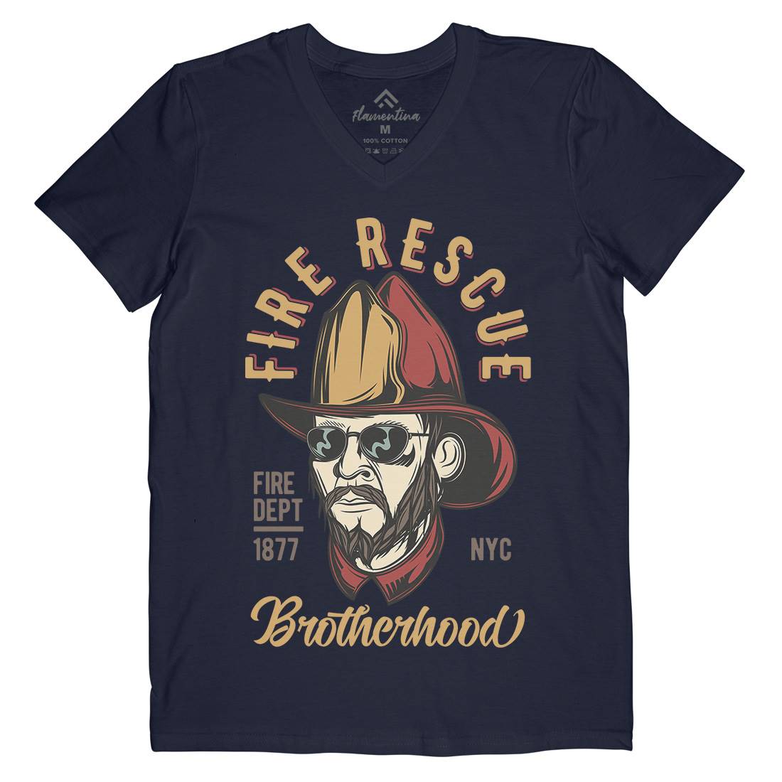 Fire Rescue Mens Organic V-Neck T-Shirt Firefighters C831